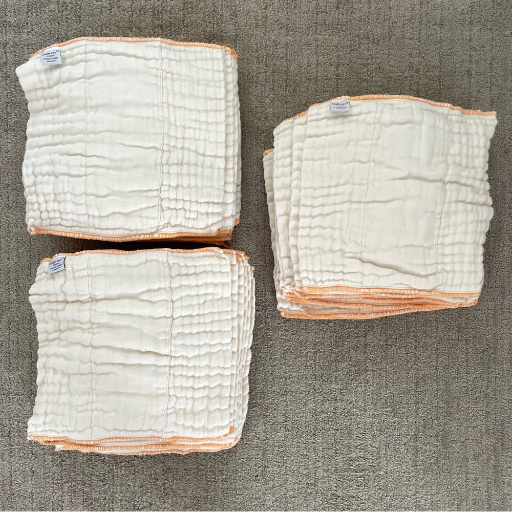 Cloth-eez Organic Prefold Diapers, Unbleached, Newborn Size